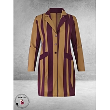 Plus Basics Blazer Long Jacket Block Stripe